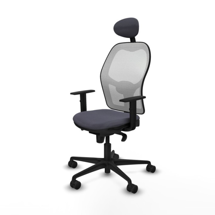 Jorquera sincro malla blanca bali gris oscuro brazos 1D base nailon cabecero fijo ruedas 65mm nailon