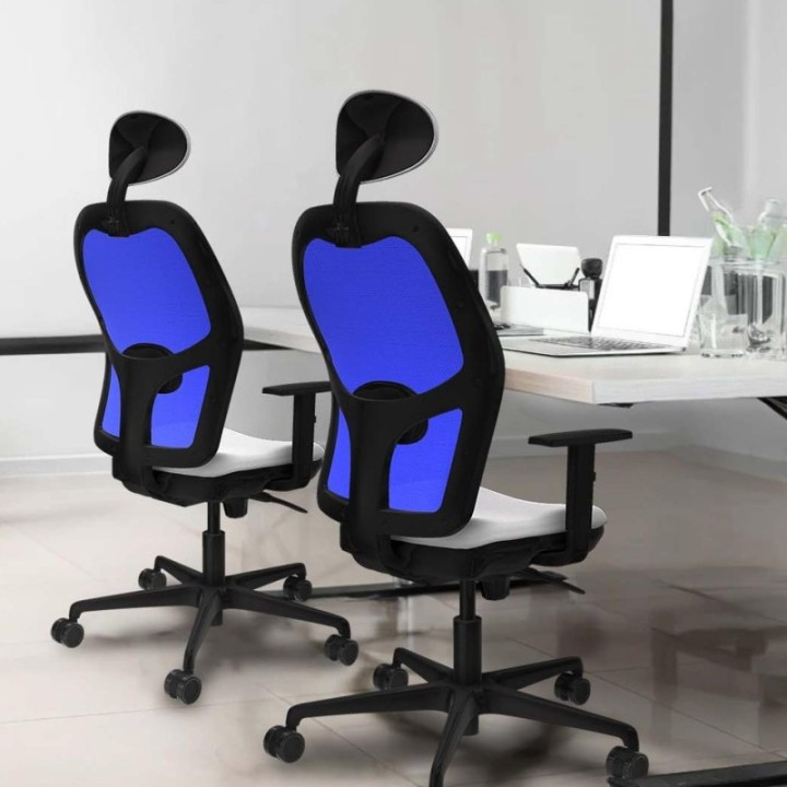 Jorquera sincro malla blanca bali rosa brazos 1D base nailon cabecero fijo ruedas 65mm nailon