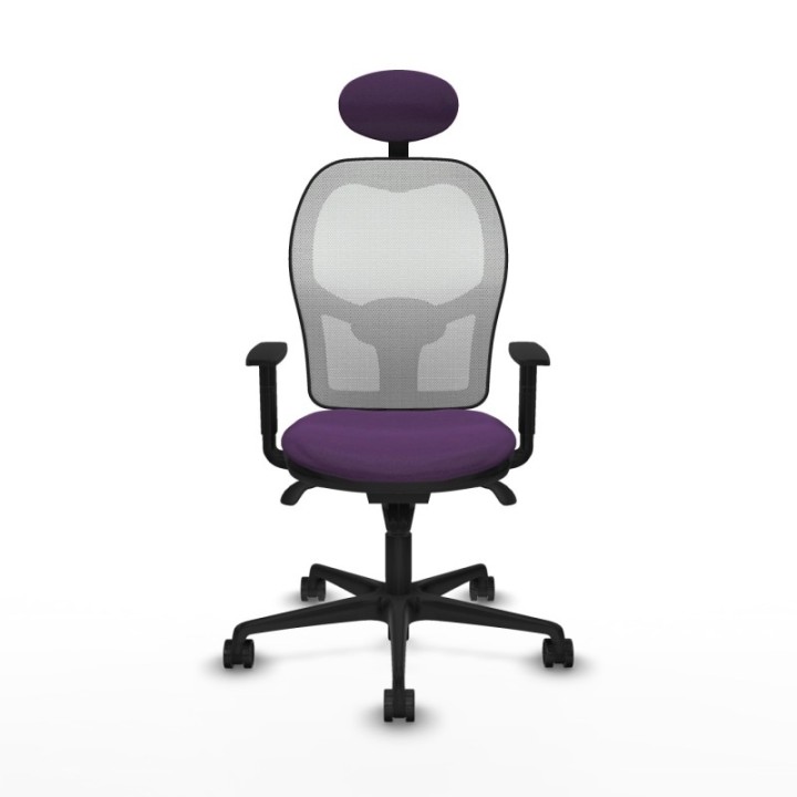 Jorquera sincro malla blanca bali morado brazos 1D base nailon cabecero fijo ruedas 65mm nailon