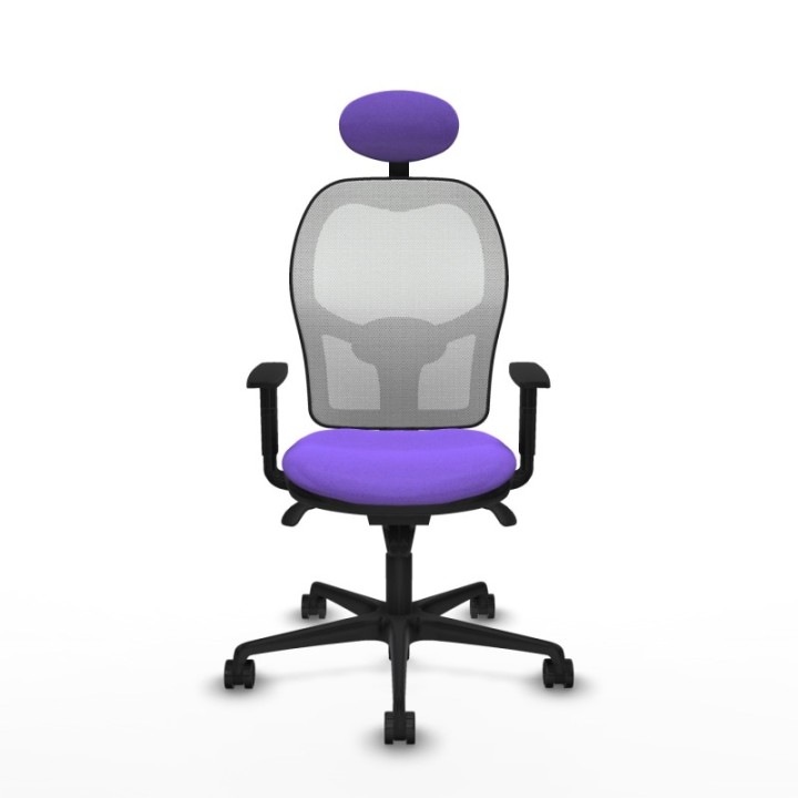 Jorquera sincro malla blanca bali lila brazos 1D base nailon cabecero fijo ruedas 65mm nailon