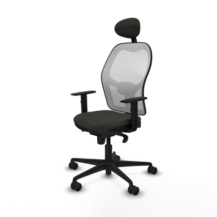 Jorquera sincro malla blanca bali negro brazos 1D base nailon cabecero fijo ruedas 65mm nailon