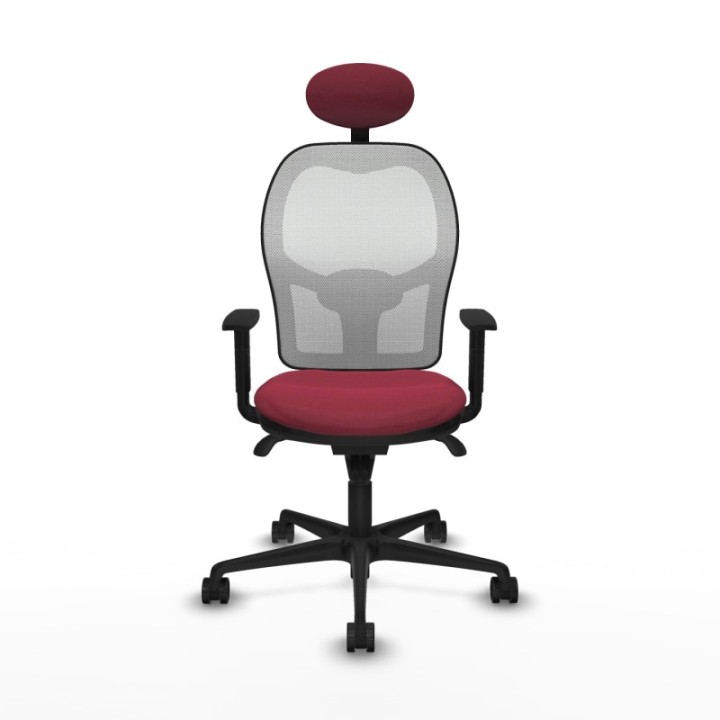 Jorquera sincro malla blanca bali granate brazos 1D base nailon cabecero fijo ruedas 65mm nailon