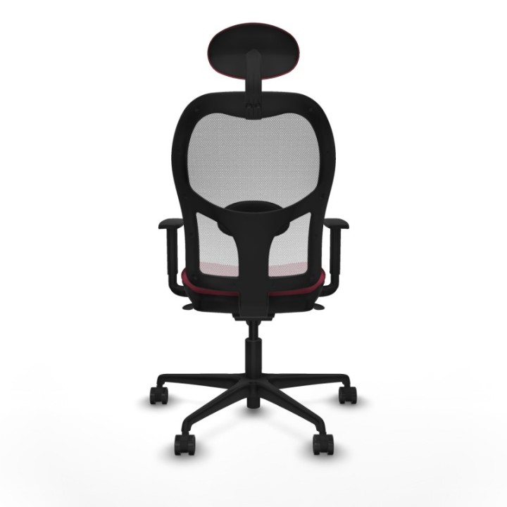 Jorquera sincro malla blanca bali granate brazos 1D base nailon cabecero fijo ruedas 65mm nailon