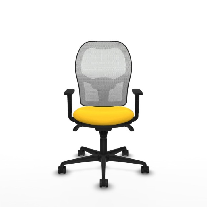 Jorquera sincro malla blanca similpiel amarillo brazos 1D base nailon  ruedas 65mm nailon