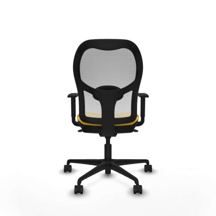 Jorquera sincro malla blanca similpiel amarillo brazos 1D base nailon  ruedas 65mm nailon