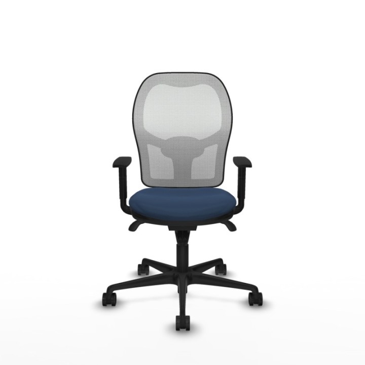 Jorquera sincro malla blanca similpiel azul marino brazos 1D base nailon  ruedas 65mm nailon