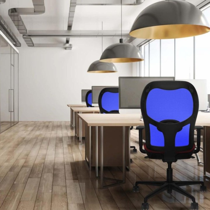 Jorquera sincro malla blanca similpiel azul brazos 1D base nailon  ruedas 65mm nailon