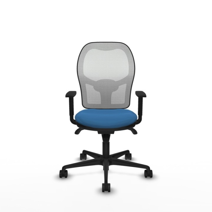 Jorquera sincro malla blanca similpiel azul claro brazos 1D base nailon  ruedas 65mm nailon