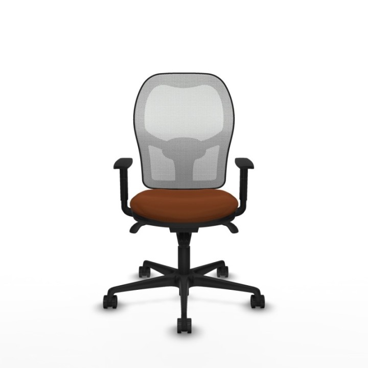 Jorquera sincro malla blanca similpiel marrón brazos 1D base nailon  ruedas 65mm nailon