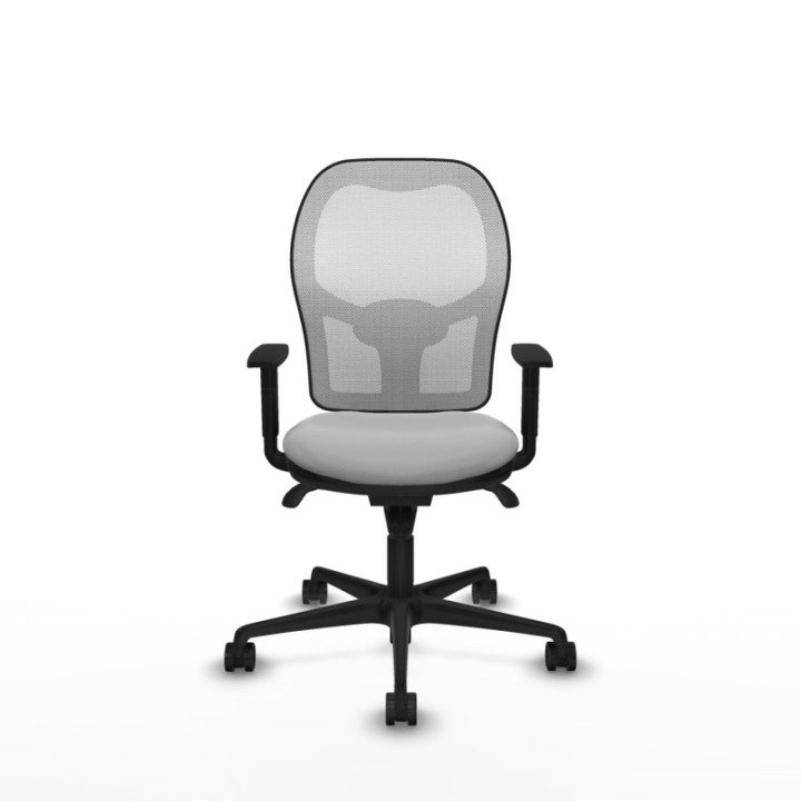 Jorquera sincro malla blanca similpiel gris claro brazos 1D base nailon  ruedas 65mm nailon