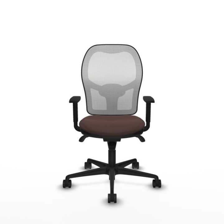 Jorquera sincro malla blanca similpiel marrón oscuro brazos 1D base nailon  ruedas 65mm nailon