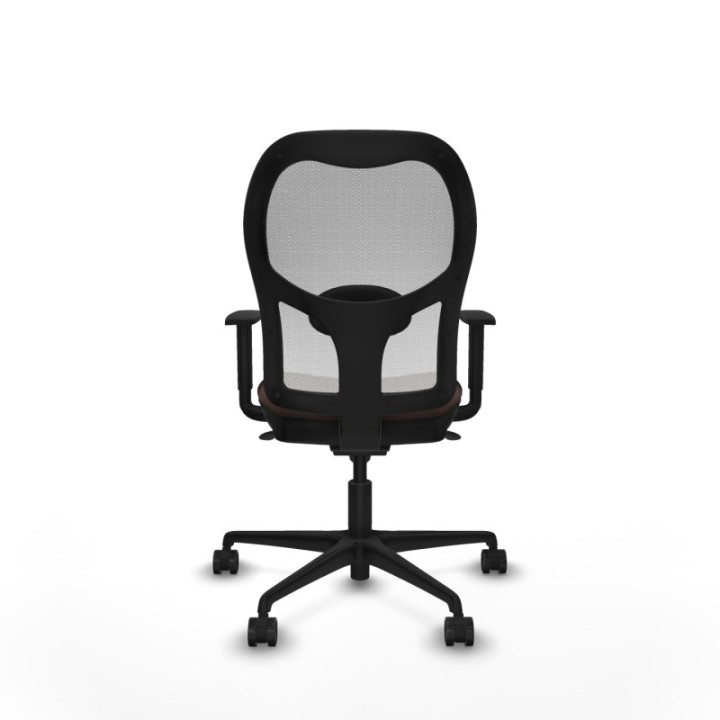 Jorquera sincro malla blanca similpiel marrón oscuro brazos 1D base nailon  ruedas 65mm nailon