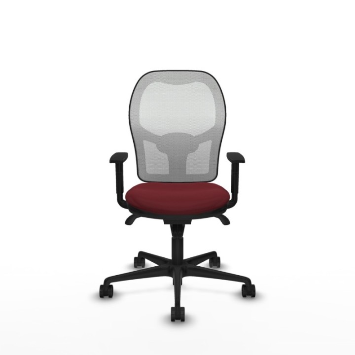 Jorquera sincro malla blanca similpiel granate brazos 1D base nailon  ruedas 65mm nailon