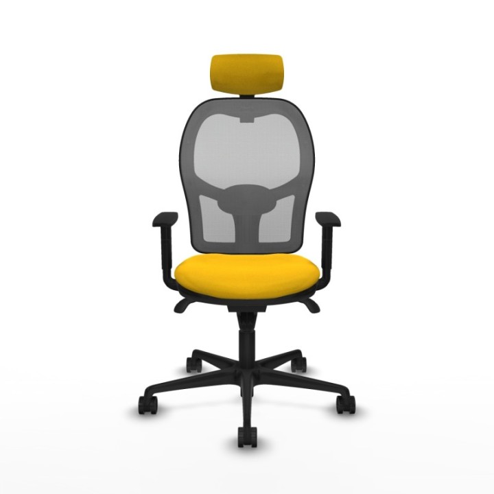 Jorquera sincro malla gris bali amarillo brazos 1D base nailon cabecero 2D ruedas 65mm nailon