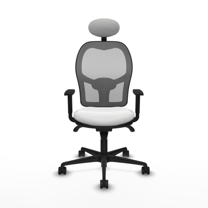 Jorquera sincro malla gris bali blanco brazos 1D base nailon cabecero fijo ruedas 65mm nailon