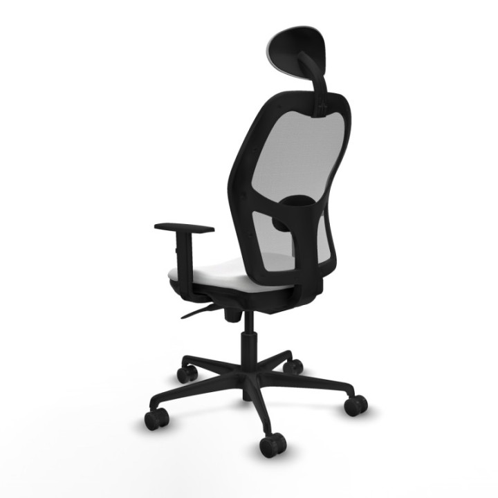 Jorquera sincro malla gris bali blanco brazos 1D base nailon cabecero fijo ruedas 65mm nailon