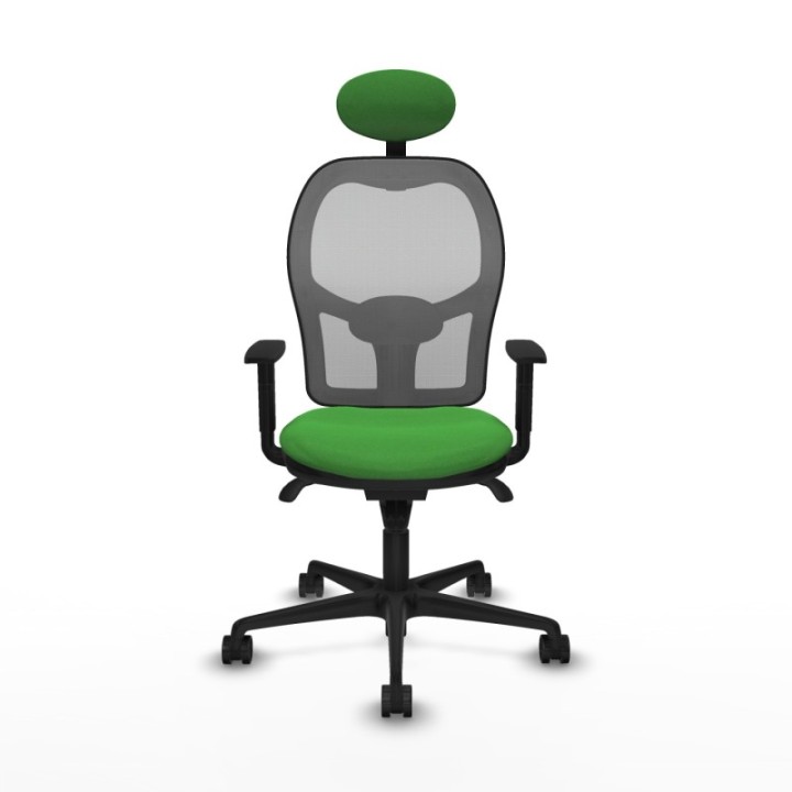 Jorquera sincro malla gris bali verde brazos 1D base nailon cabecero fijo ruedas 65mm nailon