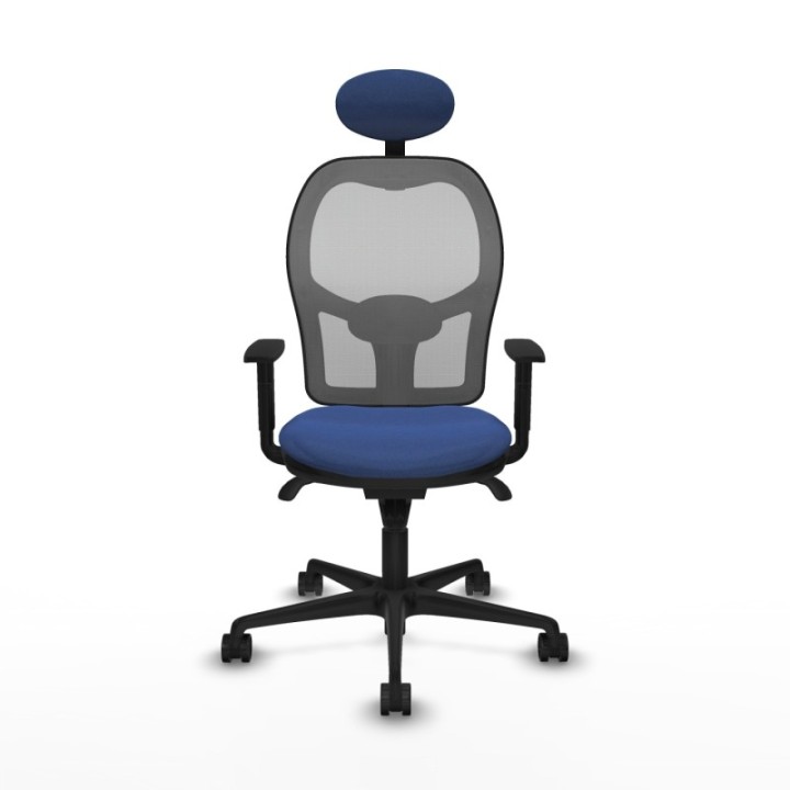 Jorquera sincro malla gris bali azul marino brazos 1D base nailon cabecero fijo ruedas 65mm nailon