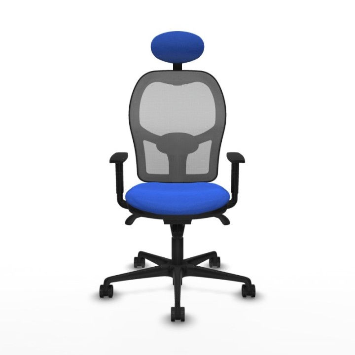 Jorquera sincro malla gris bali azul brazos 1D base nailon cabecero fijo ruedas 65mm nailon