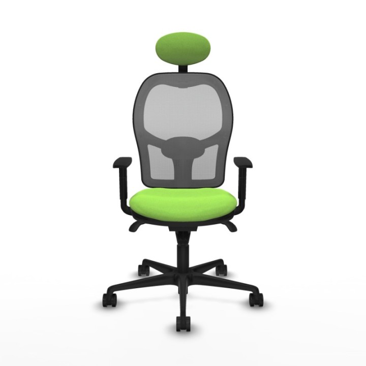 Jorquera sincro malla gris bali pistacho brazos 1D base nailon cabecero fijo ruedas 65mm nailon