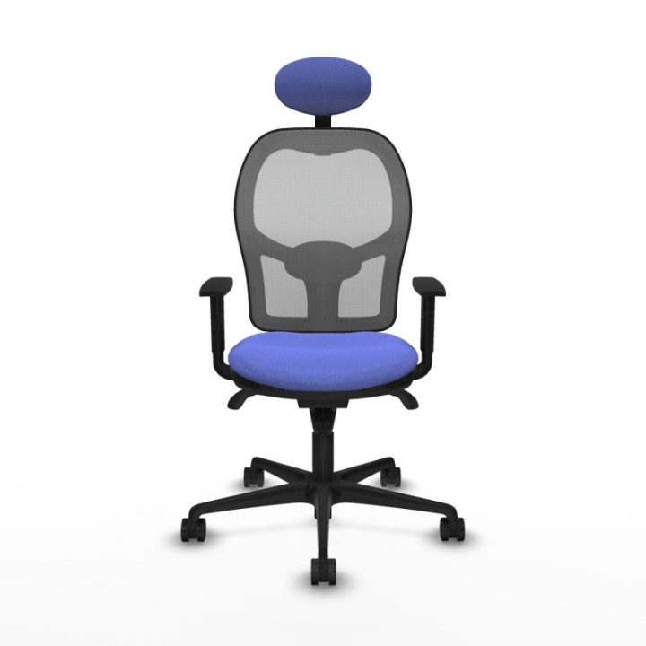 Jorquera sincro malla gris bali azul claro brazos 1D base nailon cabecero fijo ruedas 65mm nailon