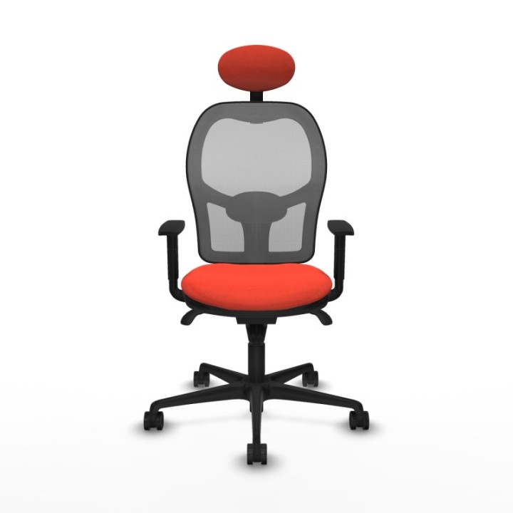 Jorquera sincro malla gris bali naranja oscuro brazos 1D base nailon cabecero fijo ruedas 65mm nailon