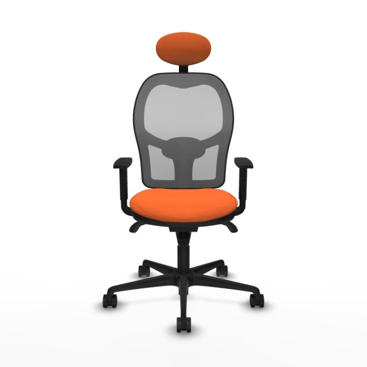 Jorquera sincro malla gris bali naranja brazos 1D base nailon cabecero fijo ruedas 65mm nailon