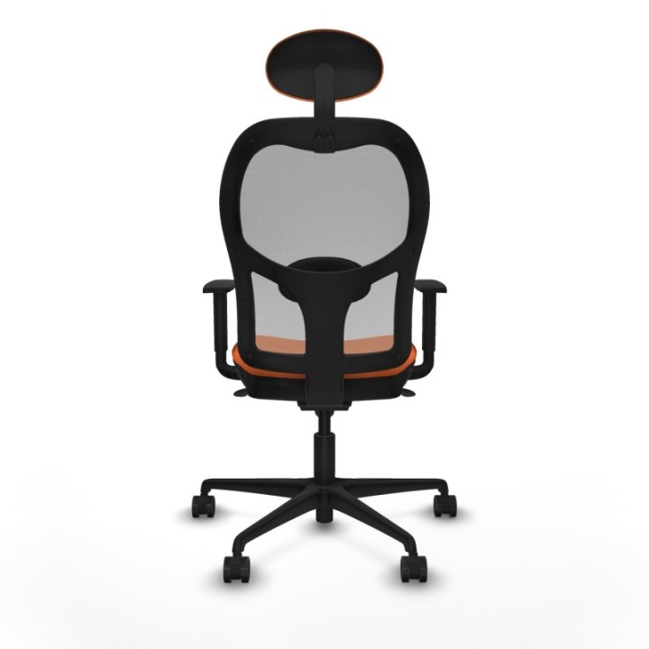 Jorquera sincro malla gris bali naranja brazos 1D base nailon cabecero fijo ruedas 65mm nailon