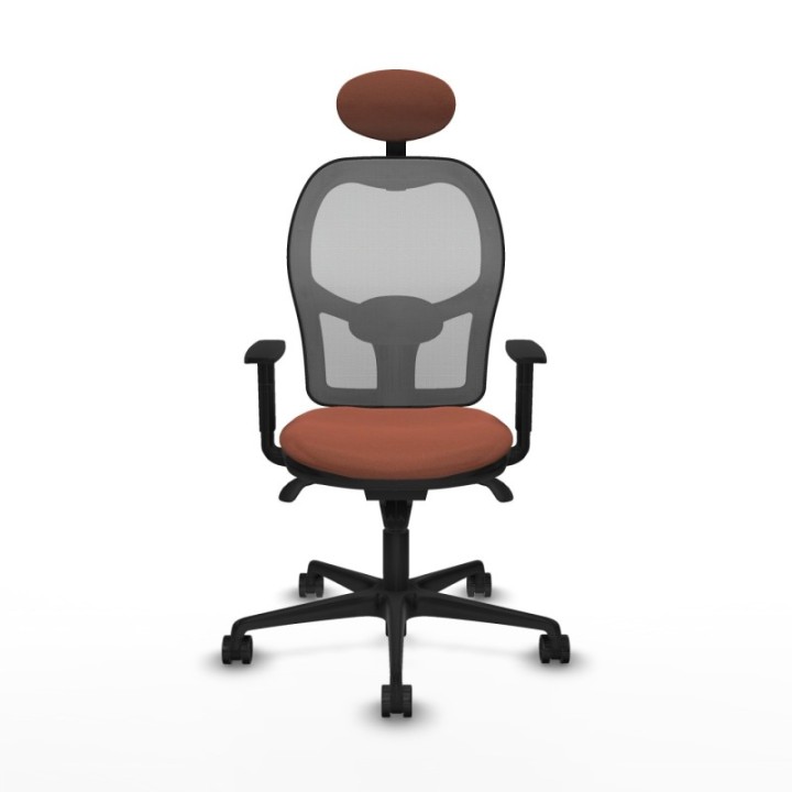 Jorquera sincro malla gris bali marrón brazos 1D base nailon cabecero fijo ruedas 65mm nailon