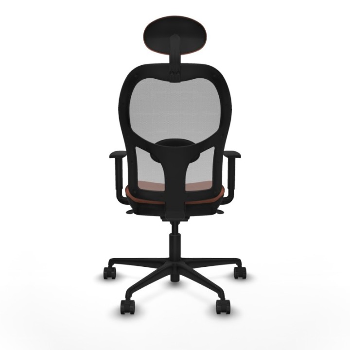 Jorquera sincro malla gris bali marrón brazos 1D base nailon cabecero fijo ruedas 65mm nailon