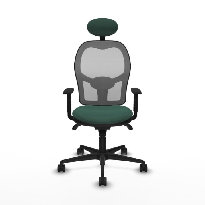 Jorquera sincro malla gris bali verde botella brazos 1D base nailon cabecero fijo ruedas 65mm nailon