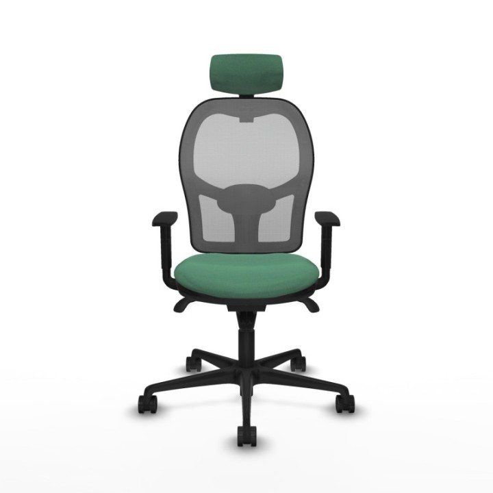 Jorquera sincro malla gris bali verde esmeralda brazos 1D base nailon cabecero 2D ruedas 65mm nailon