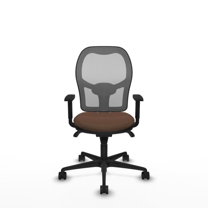 Jorquera sincro malla gris bali marrón oscuro brazos 1D base nailon  ruedas 65mm nailon