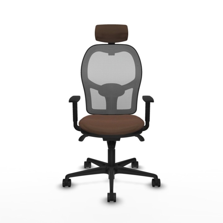 Jorquera sincro malla gris bali marrón oscuro brazos 1D base nailon cabecero 2D ruedas 65mm nailon