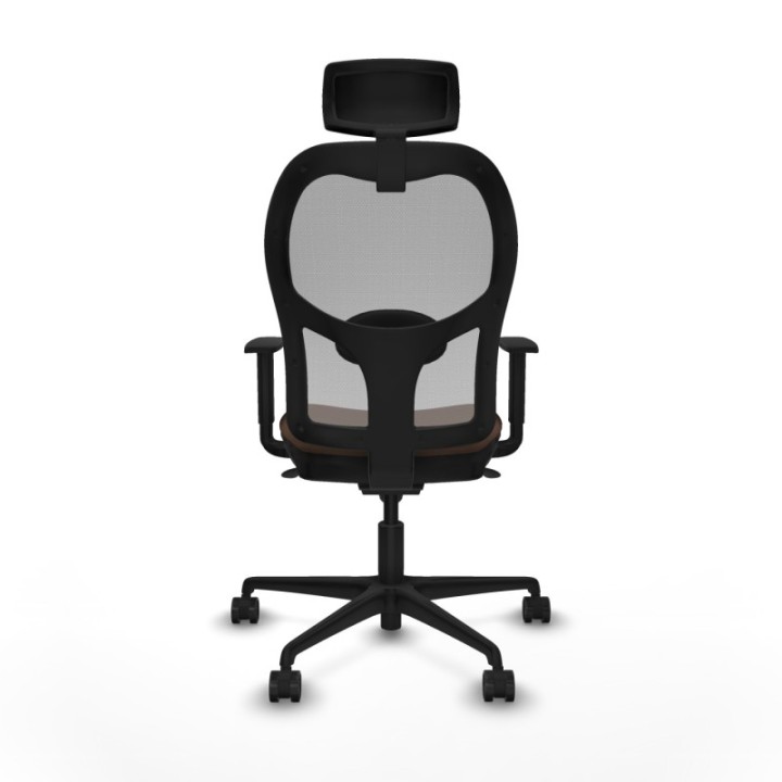 Jorquera sincro malla gris bali marrón oscuro brazos 1D base nailon cabecero 2D ruedas 65mm nailon