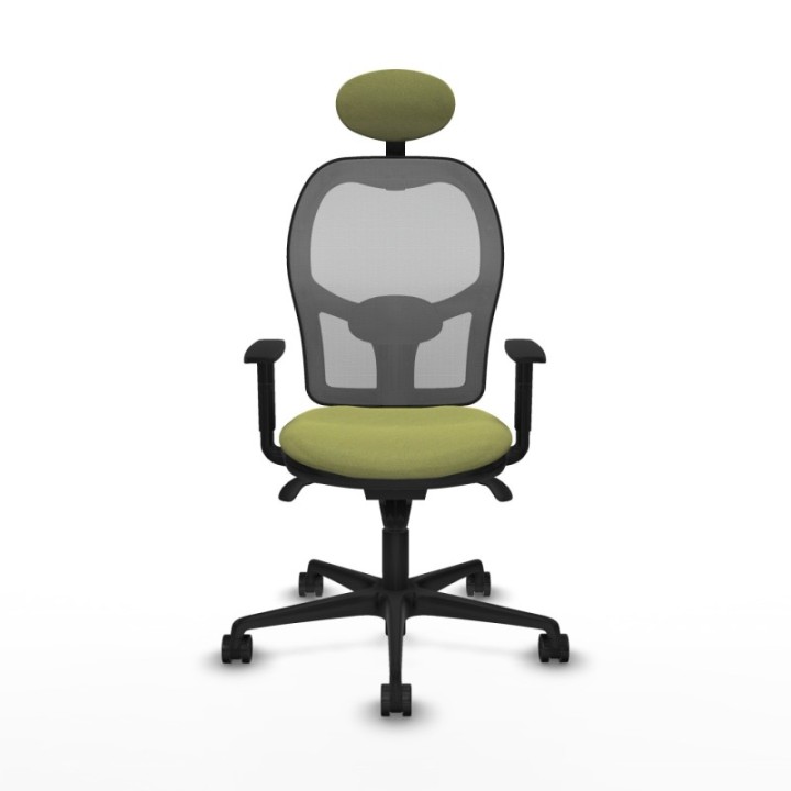 Jorquera sincro malla gris bali verde oliva brazos 1D base nailon cabecero fijo ruedas 65mm nailon