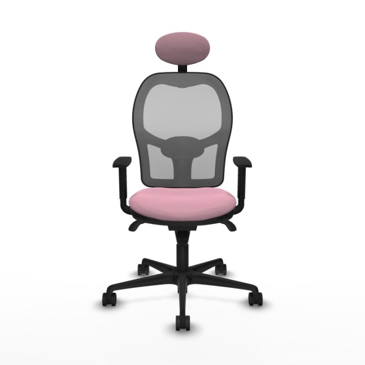 Jorquera sincro malla gris bali rosa brazos 1D base nailon cabecero fijo ruedas 65mm nailon