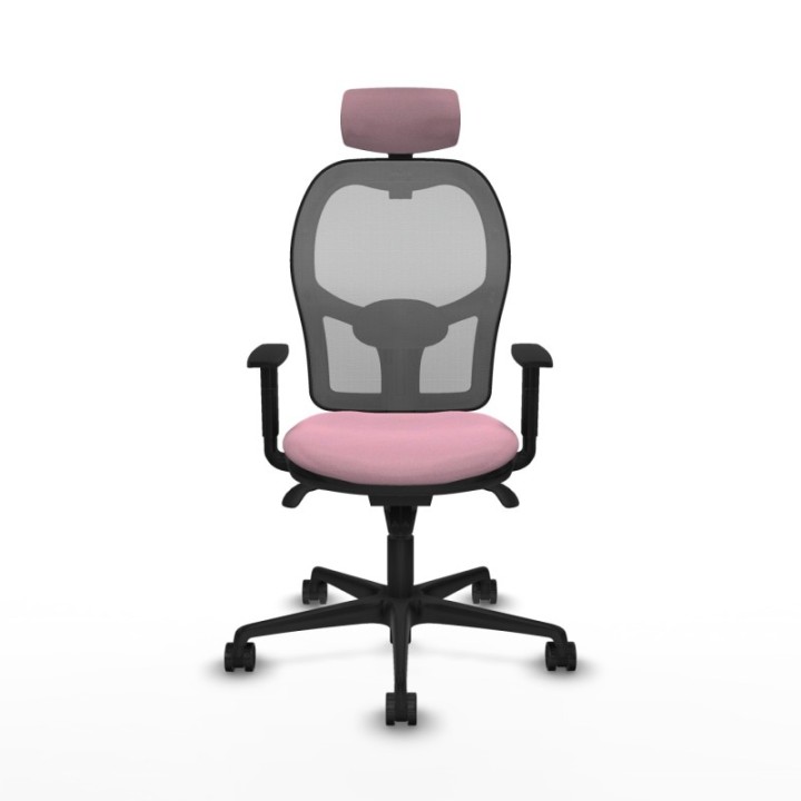 Jorquera sincro malla gris bali rosa brazos 1D base nailon cabecero 2D ruedas 65mm nailon