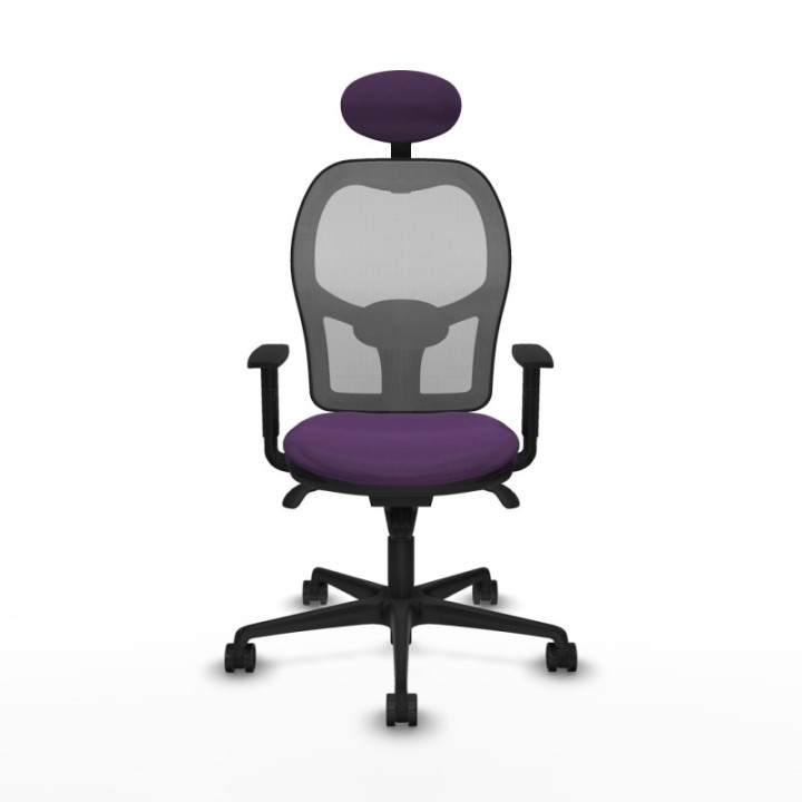 Jorquera sincro malla gris bali morado brazos 1D base nailon cabecero fijo ruedas 65mm nailon