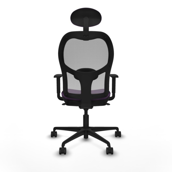 Jorquera sincro malla gris bali morado brazos 1D base nailon cabecero fijo ruedas 65mm nailon