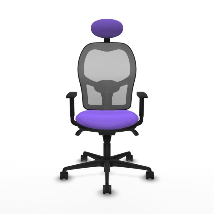 Jorquera sincro malla gris bali lila brazos 1D base nailon cabecero fijo ruedas 65mm nailon