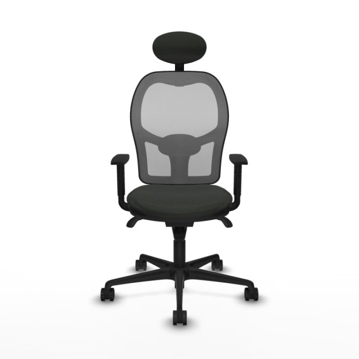 Jorquera sincro malla gris bali negro brazos 1D base nailon cabecero fijo ruedas 65mm nailon