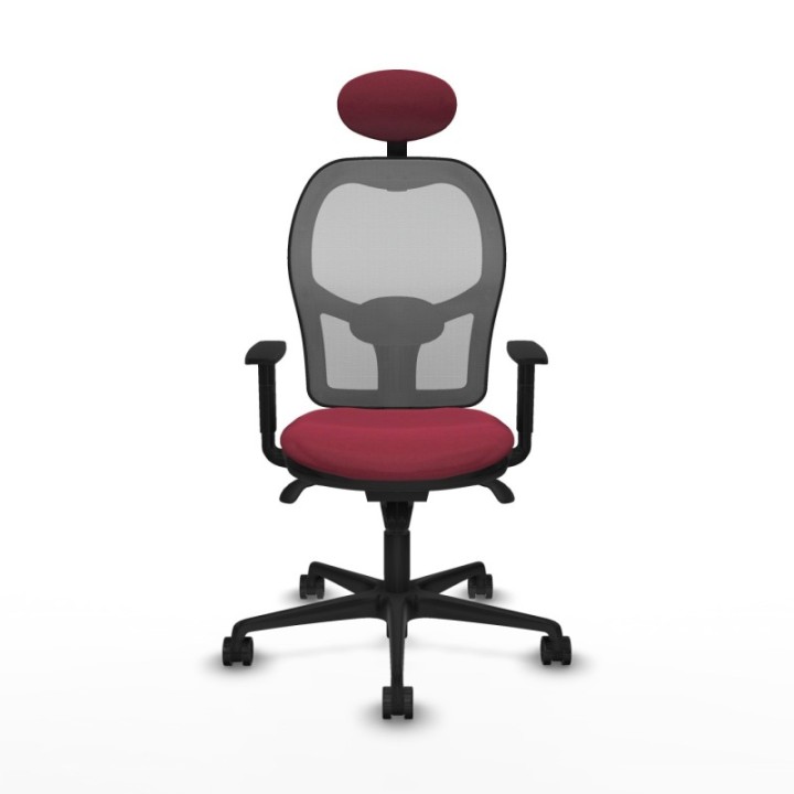 Jorquera sincro malla gris bali granate brazos 1D base nailon cabecero fijo ruedas 65mm nailon