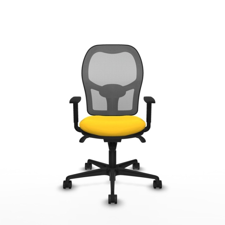 Jorquera sincro malla gris similpiel amarillo brazos 1D base nailon  ruedas 65mm nailon