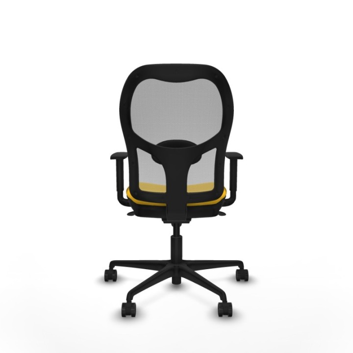 Jorquera sincro malla gris similpiel amarillo brazos 1D base nailon  ruedas 65mm nailon