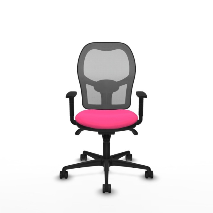 Jorquera sincro malla gris similpiel rosa brazos 1D base nailon  ruedas 65mm nailon