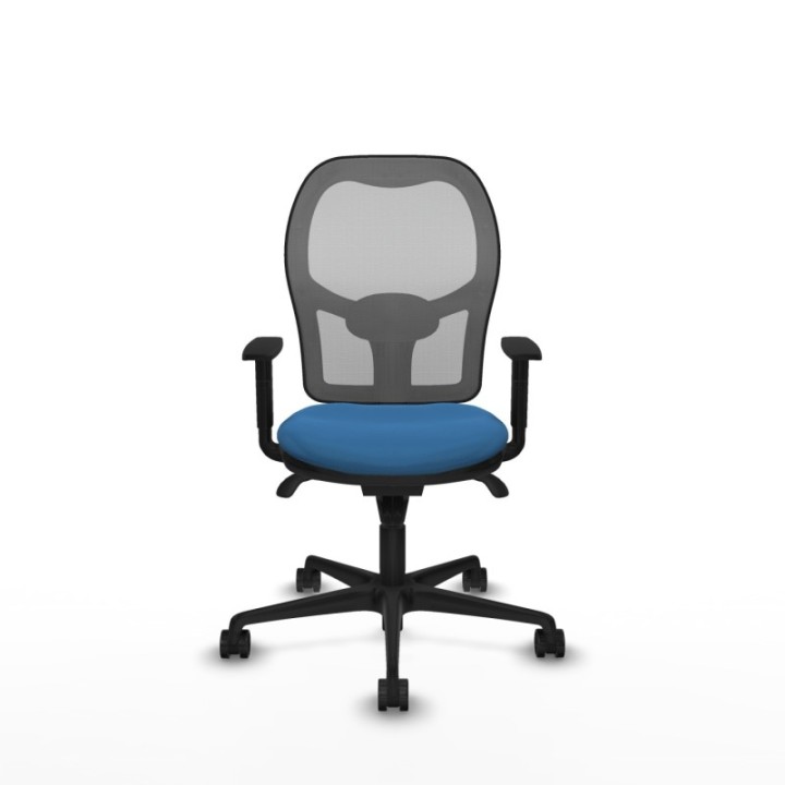 Jorquera sincro malla gris similpiel azul claro brazos 1D base nailon  ruedas 65mm nailon