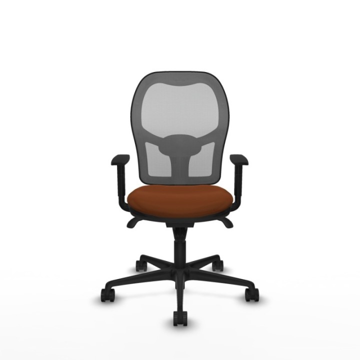 Jorquera sincro malla gris similpiel marrón brazos 1D base nailon  ruedas 65mm nailon