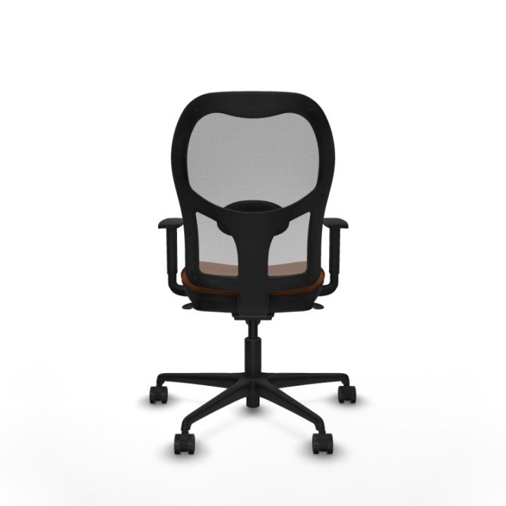 Jorquera sincro malla gris similpiel marrón brazos 1D base nailon  ruedas 65mm nailon