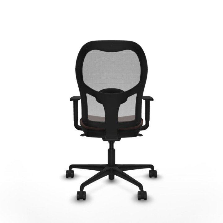 Jorquera sincro malla gris similpiel marrón oscuro brazos 1D base nailon  ruedas 65mm nailon